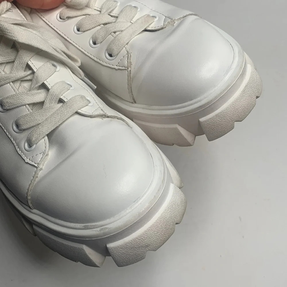 Steve Madden Michigan Leather Chunky Platform Sneaker White S-021 Sz 10 - Picture 6 of 9